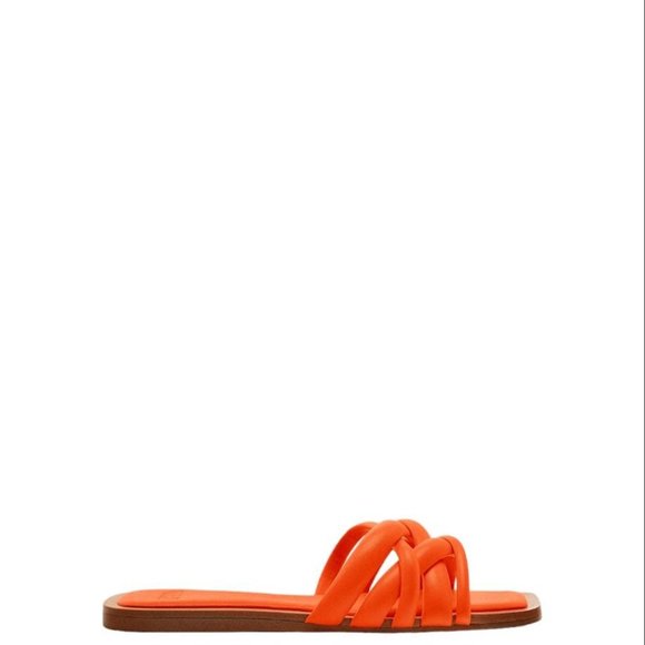ZARA FLAT STRAPPY SANDALS ORANGE SIZE 7.5   3619/911/070 - Picture 2 of 5
